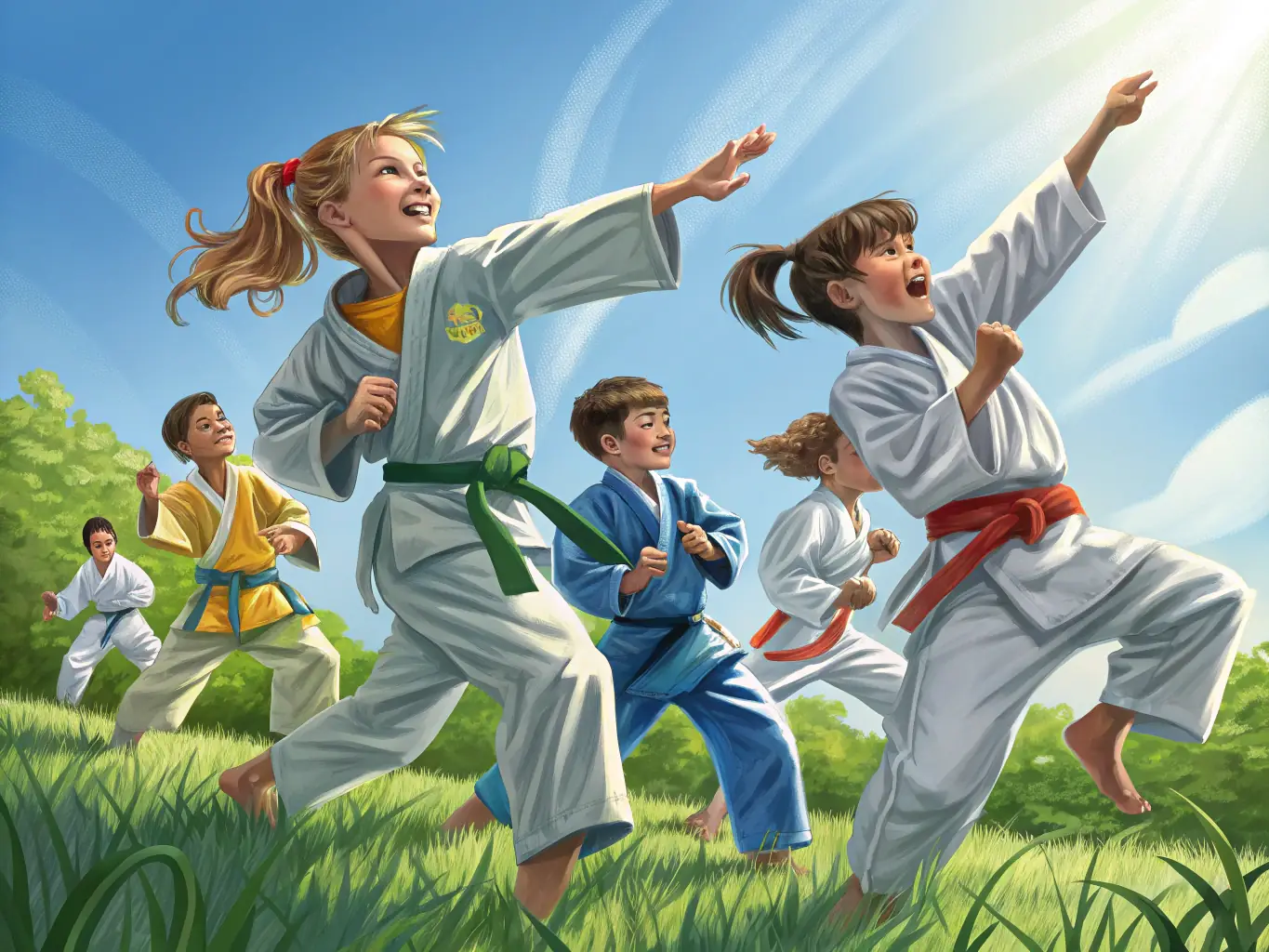 A collage of images showcasing various activities offered by JCB Judo Club Belledonne, including judo, jujitsu, kendo, and outdoor recreational activities, illustrating the club's diverse offerings.